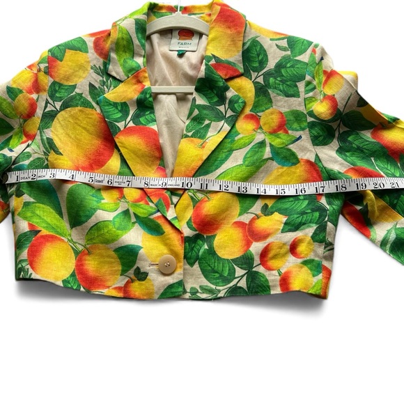 Farm Rio Tropical Citrus Orange Cropped Jacket Mini Skirt Set Iconic Print Sz S - Picture 5 of 15